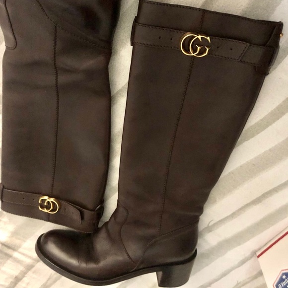 Brown Gucci Leather Riding Boots - Picture 1 of 7